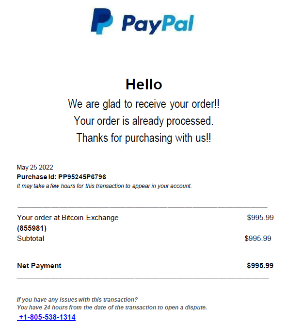 Phishing scam email 1