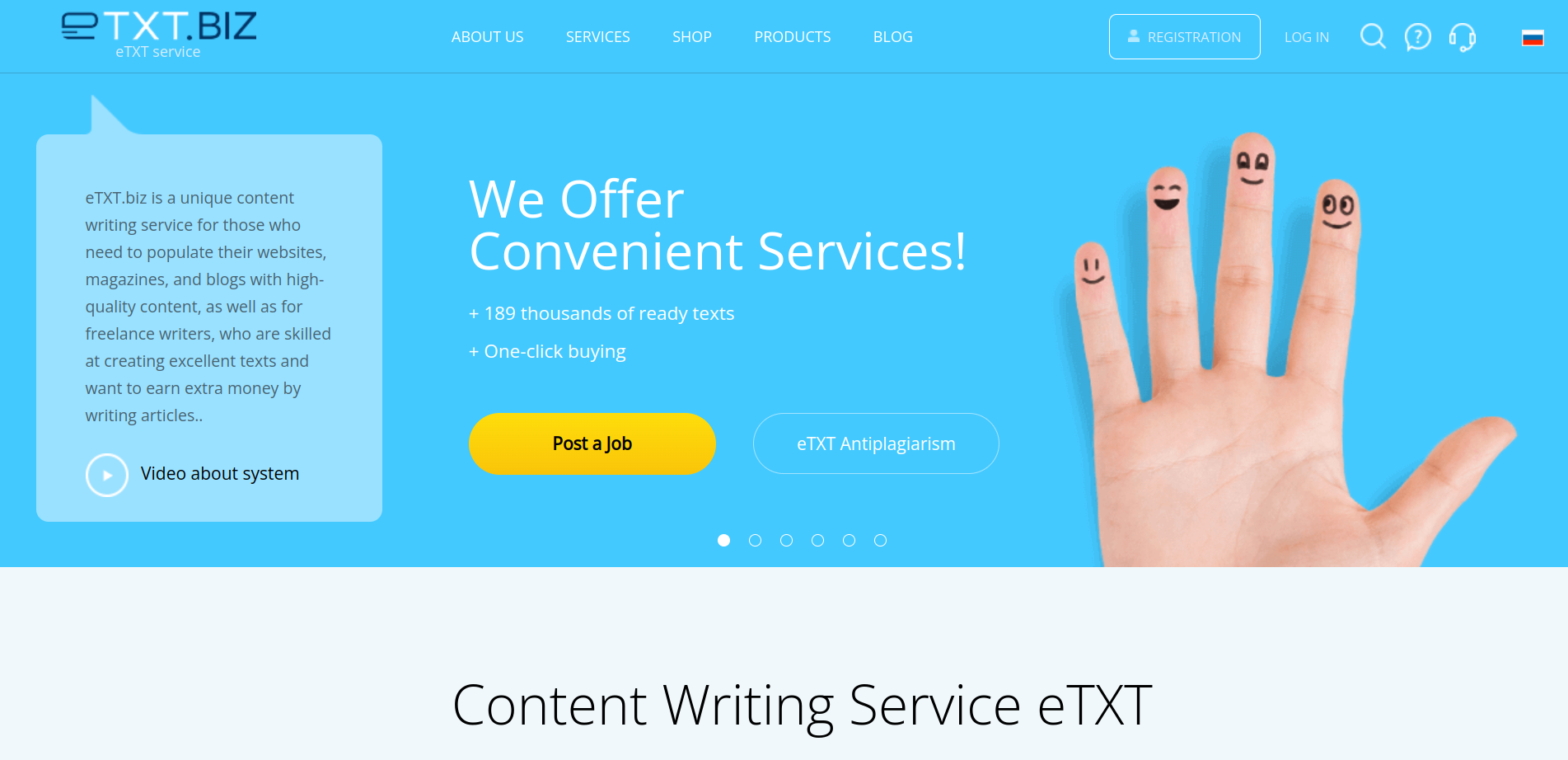 Copywriting marketplace eTXT providing writers for internet texts