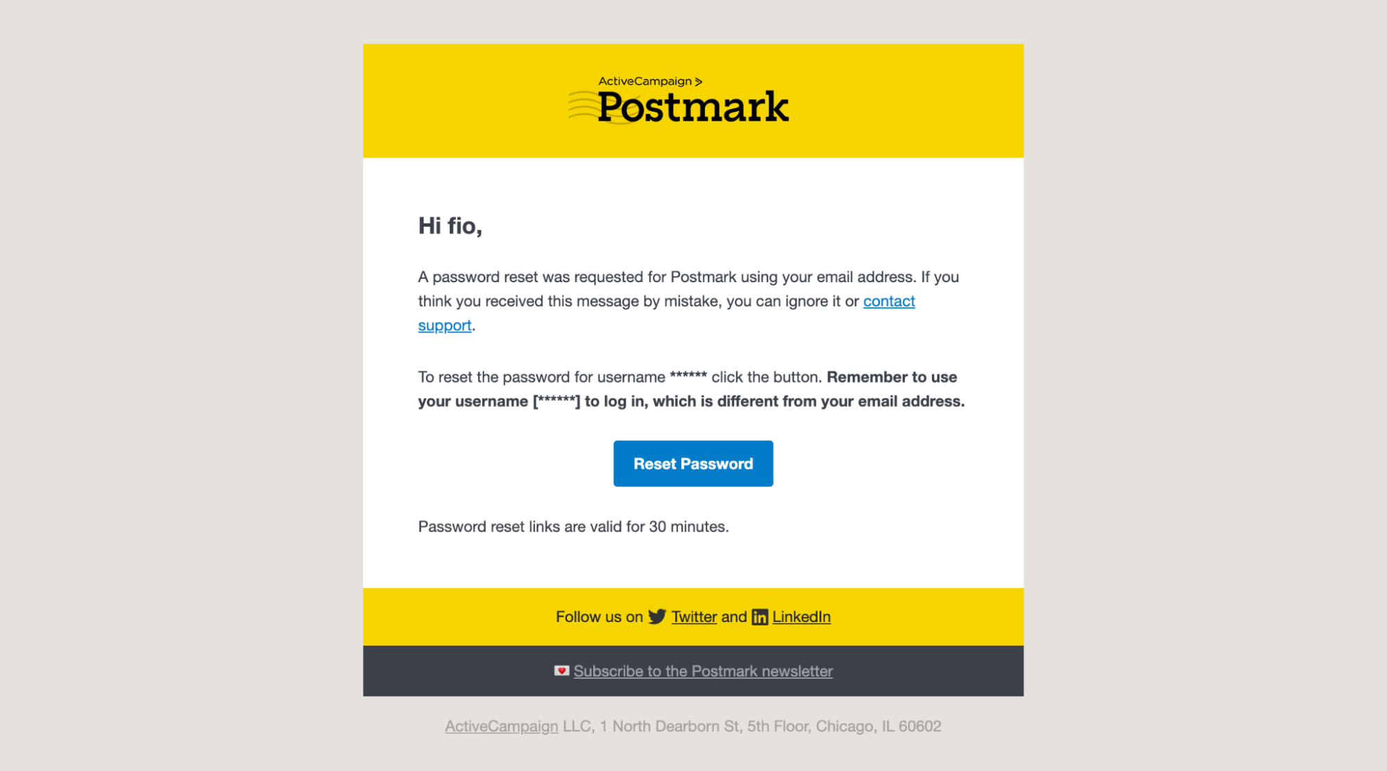 Transactional email, real example of an automatic message