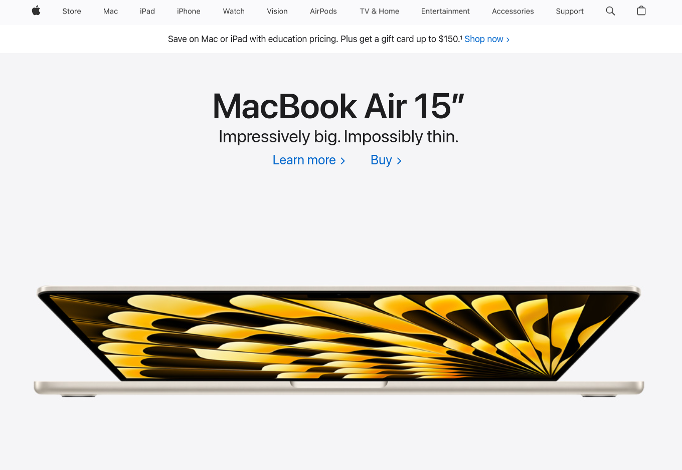 Example of a minimal site with good usability, Apple